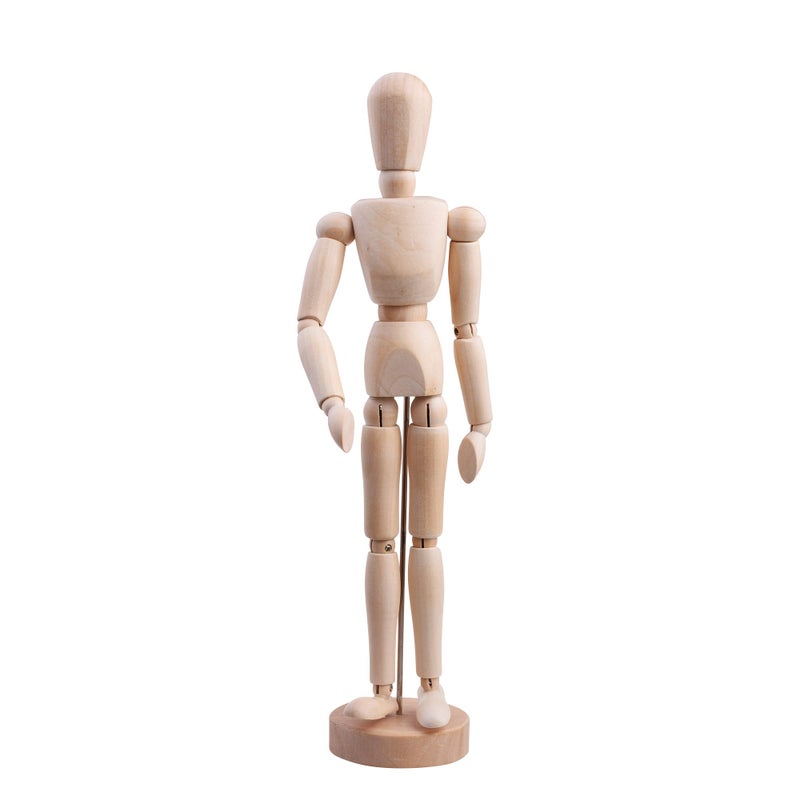 CM Cosmos 12"" Wooden Articulated Figure Manikin Articulated Mannequin Artist Drawing Mannequin Model for Drawing Sketching Painting, with Stand/Base - Image 1